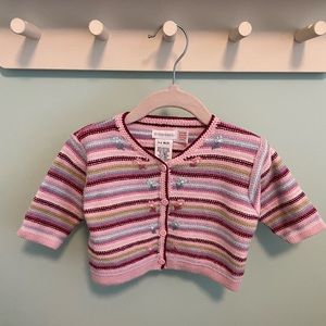 Gymboree Striped Knit Cardigan with Floral Embroidery